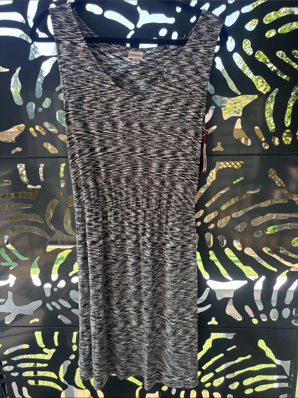 Merona 🆕 Sleeveless Dress “Ebony Space” VNeck Elastic Waistband & Tie Medium